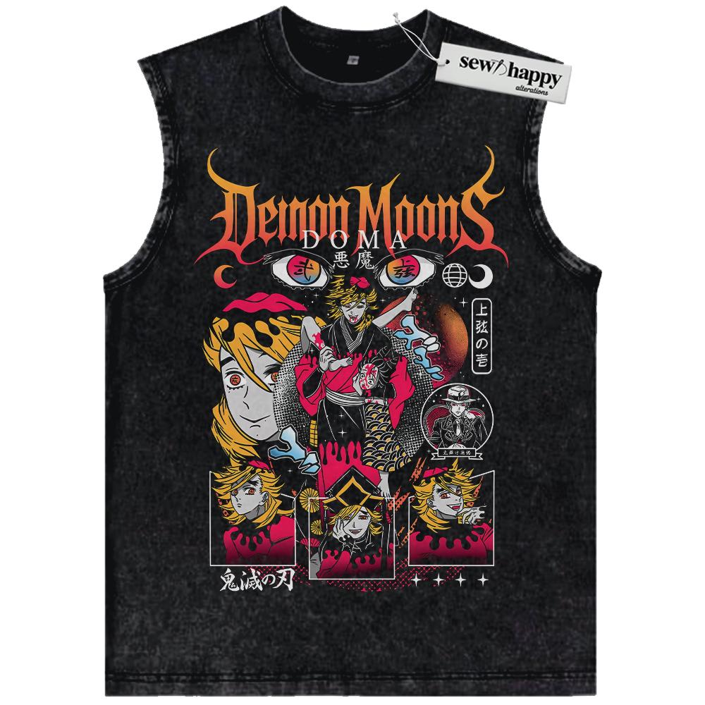 Wash Tank Top Doma Tank Top, Demon Slayer Tank Top, Kimetsu no Yaiba Tank Top, Anime Tank Top, Vintage Tank Top