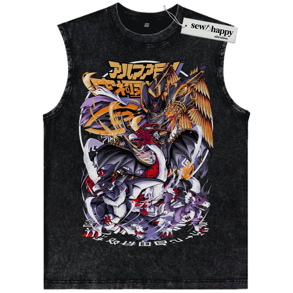 Wash Tank Top Dorumon Evolution Tank Top, Digimon Tank Top, Anime Tank Top, Vintage Tank Top