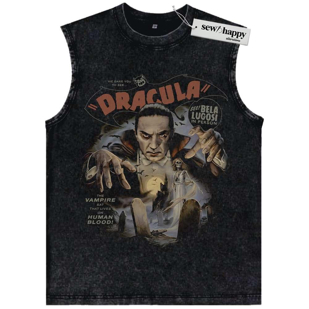 Wash Tank Top Dracula Tank Top, Halloween Tank Top, Horror Tank Top, Vintage Tank Top