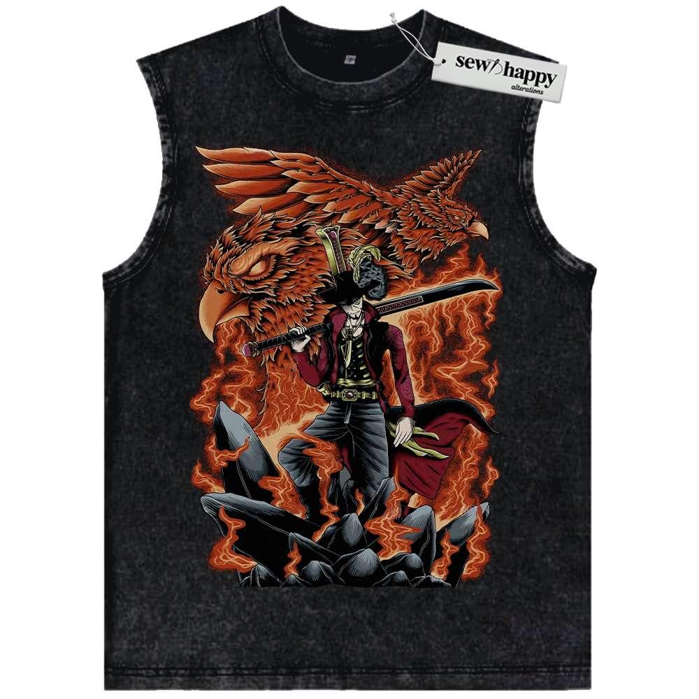 Wash Tank Top Dracule Mihawk Tank Top, One Piece Tank Top, Anime Tank Top, Vintage Tank Top