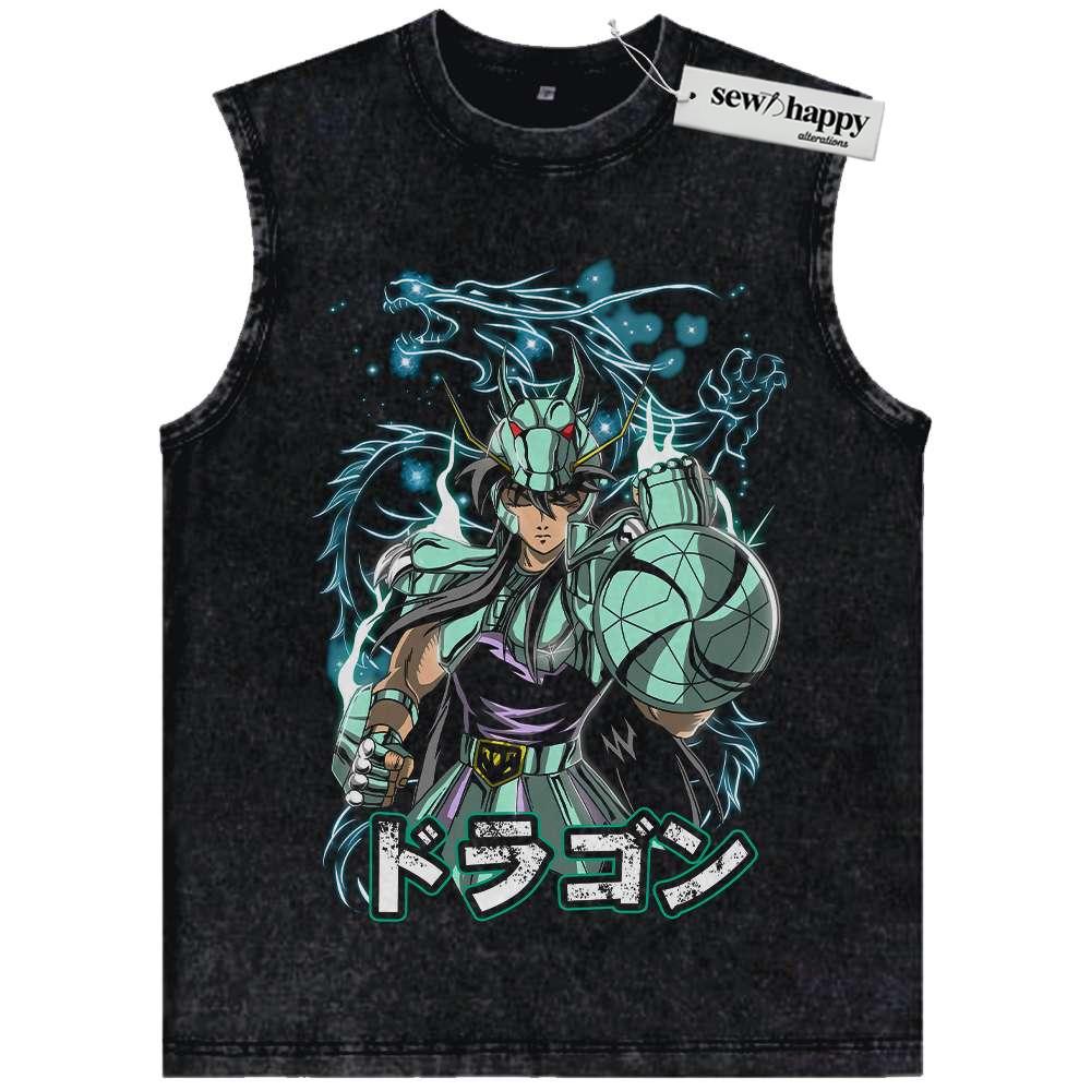 Wash Tank Top Dragon Shiryu Tank Top, Saint Seiya Tank Top, Anime Tank Top, Vintage Tank Top