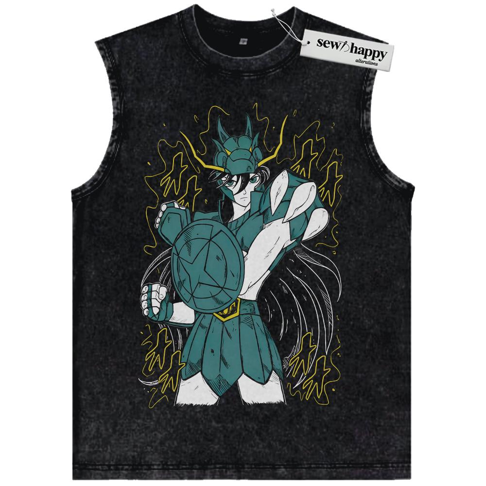 Wash Tank Top Dragon Shiryu Tank Top, Saint Seiya Tank Top, Anime Tank Top, Vintage Tank Top