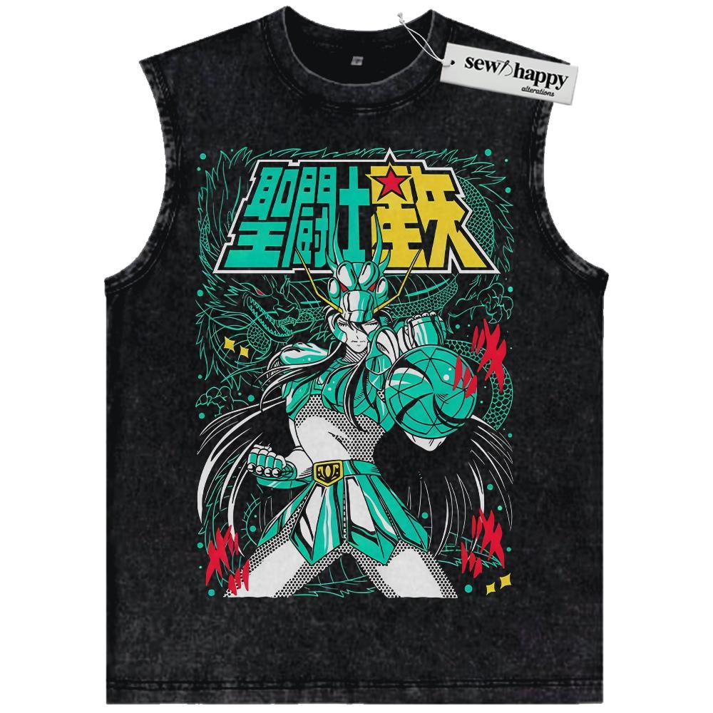 Wash Tank Top Dragon Shiryu Tank Top, Saint Seiya Tank Top, Anime Tank Top, Vintage Tank Top