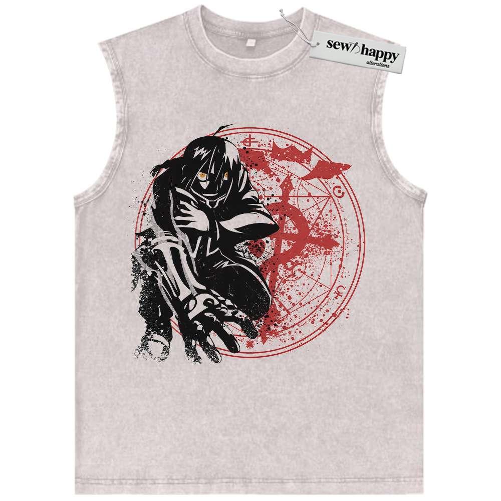 Wash Tank Top Edward Elric Tank Top, Fullmetal Alchemist Tank Top, Anime Tank Top, Vintage Tank Top