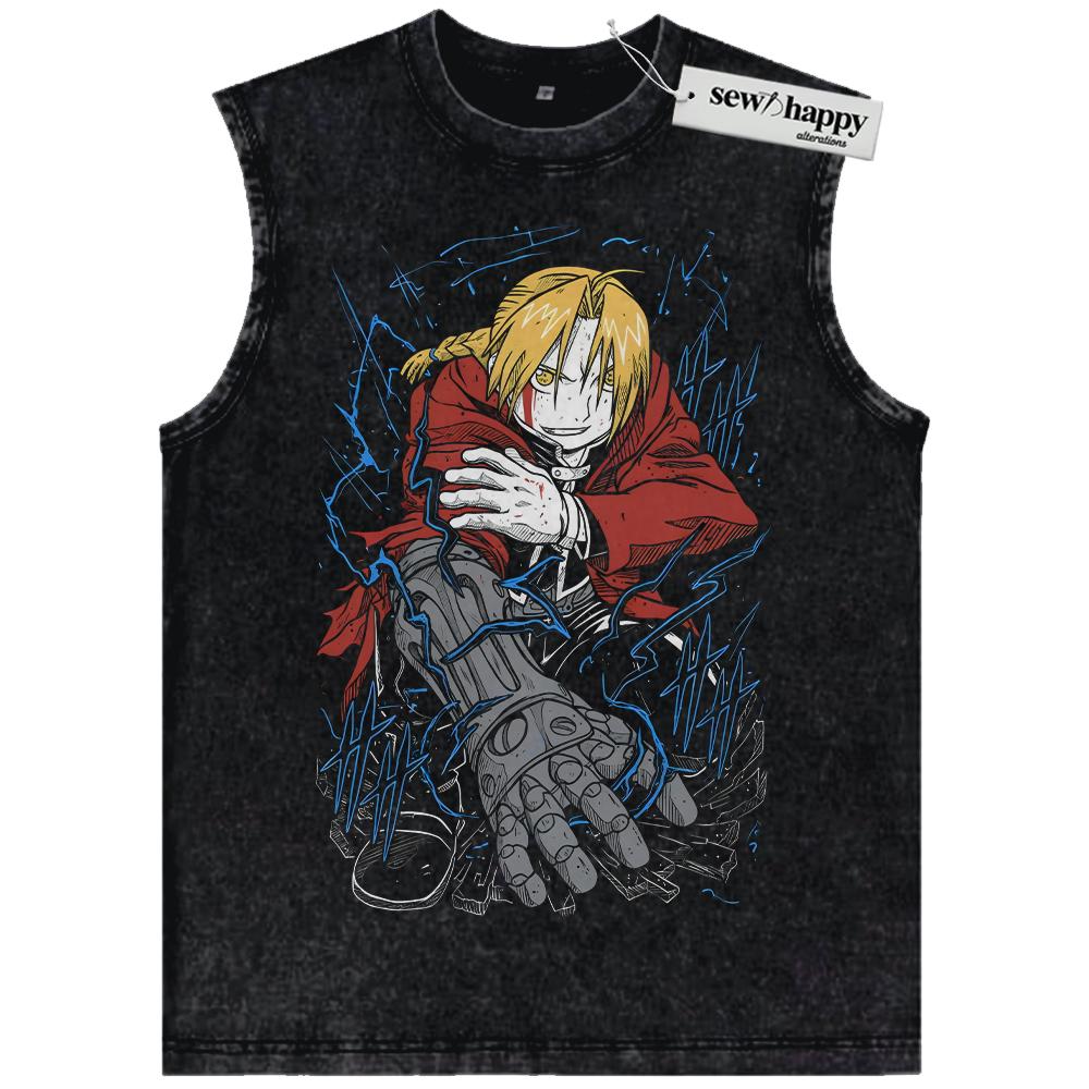 Wash Tank Top Edward Elric Tank Top, Fullmetal Alchemist Tank Top, Anime Tank Top, Vintage Tank Top