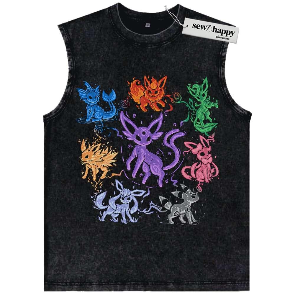 Wash Tank Top Eevee Evolution Tank Top, Pokemon Tank Top, Anime Tank Top, Vintage Tank Top