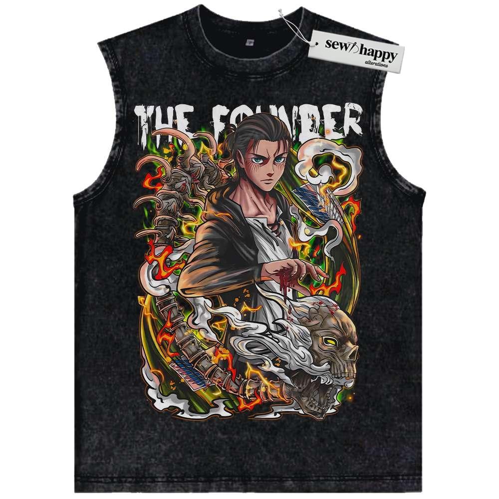 Wash Tank Top Eren Yeager Tank Top, Attack On Titan Tank Top, AOT Tank Top, Anime Tank Top, Vintage Tank Top