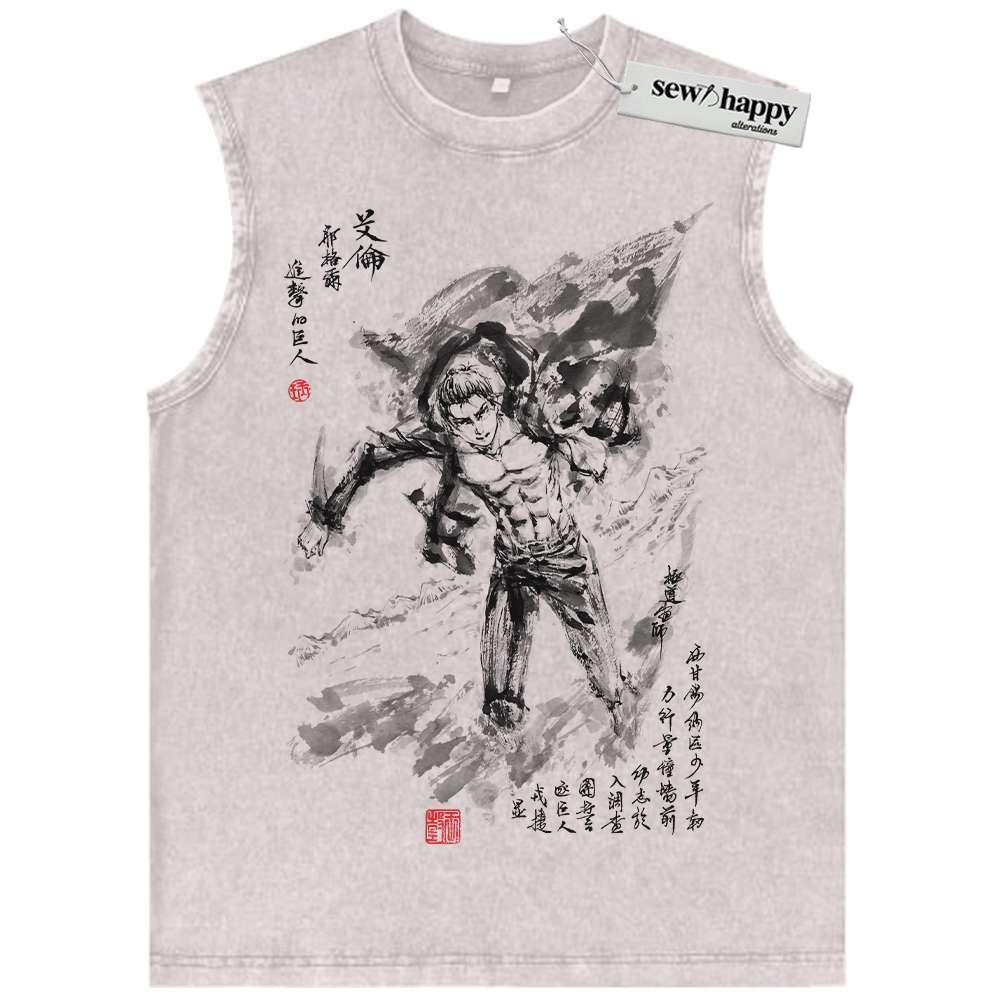 Wash Tank Top Eren Yeager Tank Top, Attack On Titan Tank Top, AOT Tank Top, Anime Tank Top, Vintage Tank Top