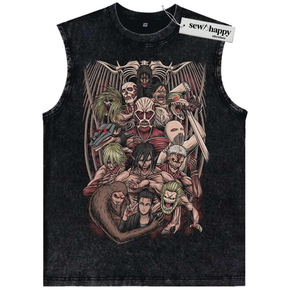 Wash Tank Top Eren Yeager Tank Top, Attack On Titan Tank Top, AOT Tank Top, Anime Tank Top, Vintage Tank Top