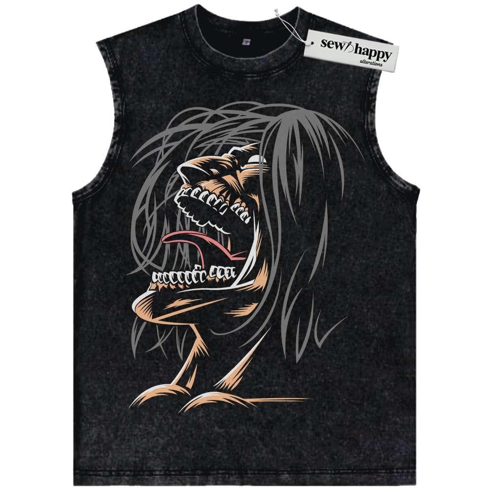 Wash Tank Top Eren Yeager Tank Top, Attack On Titan Tank Top, AOT Tank Top, Anime Tank Top, Vintage Tank Top