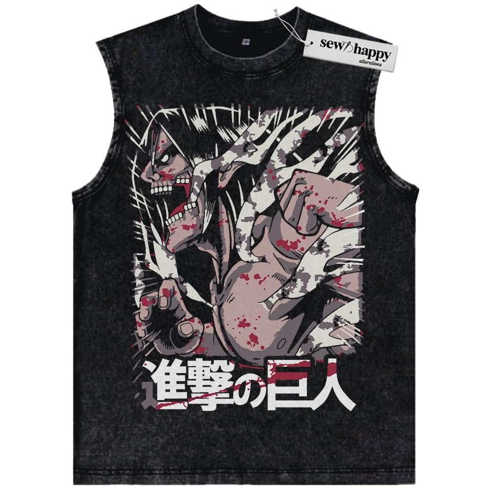 Wash Tank Top Eren Yeager Tank Top, Attack On Titan Tank Top, AOT Tank Top, Anime Tank Top, Vintage Tank Top