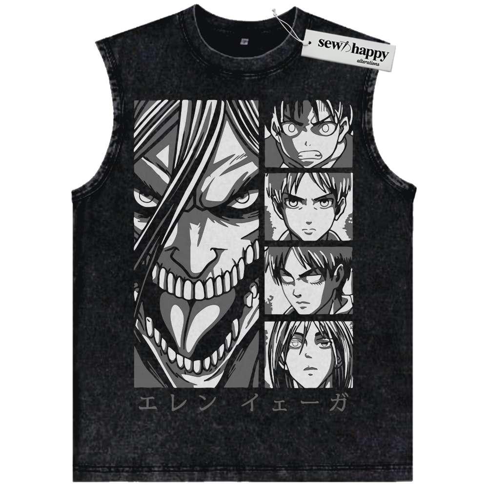 Wash Tank Top Eren Yeager Tank Top, Attack On Titan Tank Top, AOT Tank Top, Anime Tank Top, Vintage Tank Top