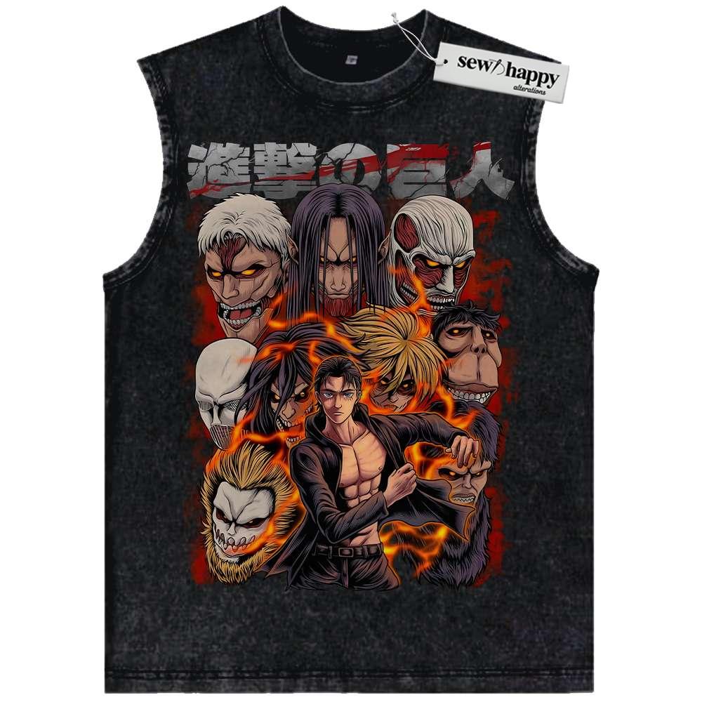 Wash Tank Top Eren Yeager Tank Top, Attack On Titan Tank Top, AOT Tank Top, Anime Tank Top, Vintage Tank Top