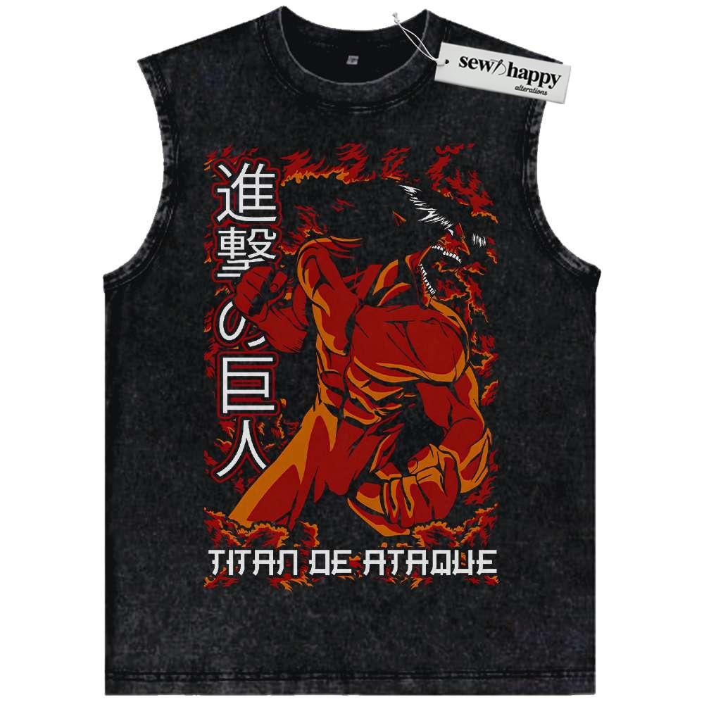Wash Tank Top Eren Yeager Tank Top, Attack On Titan Tank Top, AOT Tank Top, Anime Tank Top, Vintage Tank Top