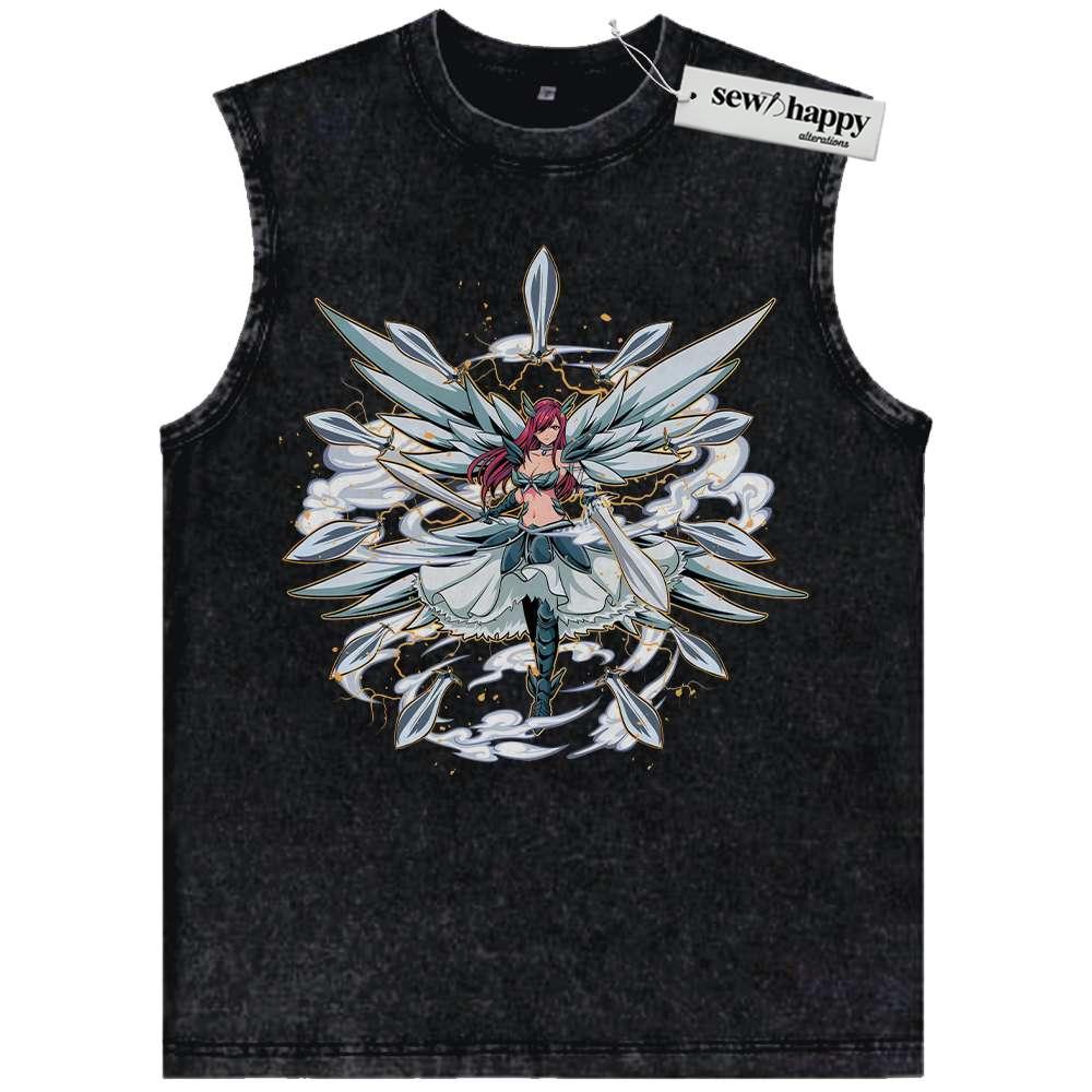 Wash Tank Top Erza Scarlet Tank Top, Fairy Tail Tank Top, Anime Tank Top, Vintage Tank Top