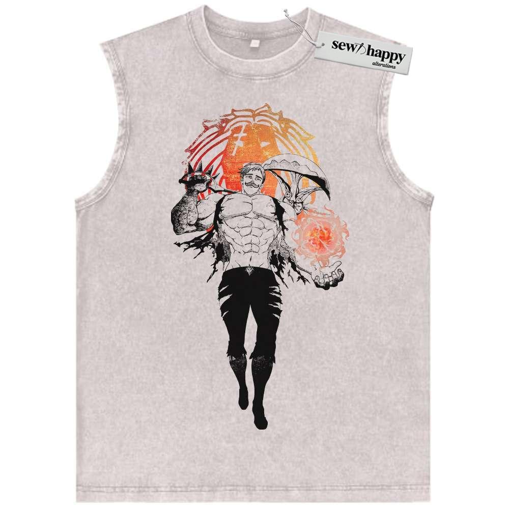 Wash Tank Top Escanor Tank Top, Seven Deadly Sins Tank Top, Anime Tank Top, Vintage Tank Top