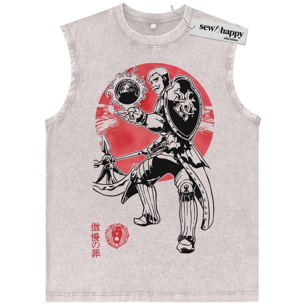Wash Tank Top Escanor Tank Top, Seven Deadly Sins Tank Top, Anime Tank Top, Vintage Tank Top
