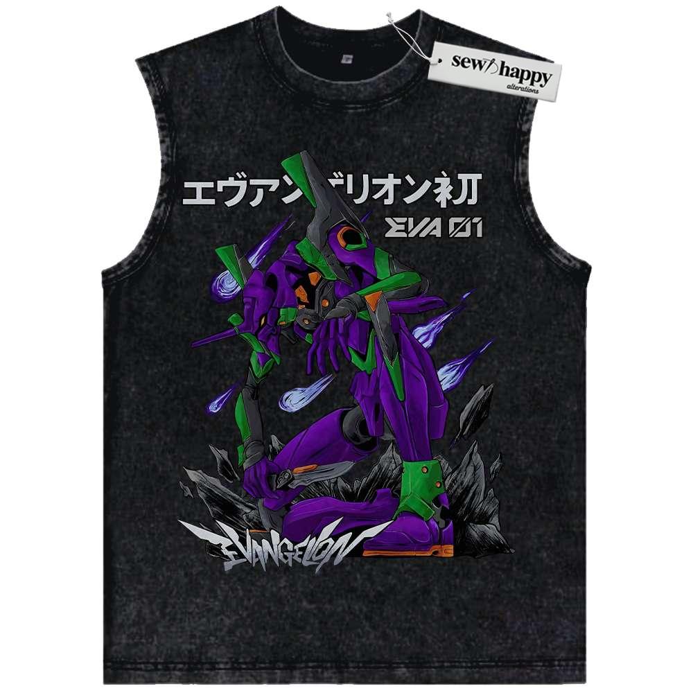 Wash Tank Top Eva-01 Tank Top, Neon Genesis Evangelion Tank Top, Anime Tank Top, Vintage Tank Top