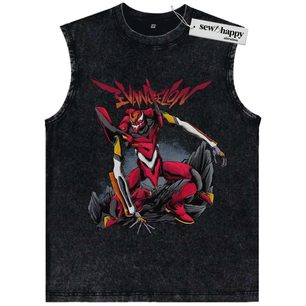 Wash Tank Top Eva-02 Tank Top, Neon Genesis Evangelion Tank Top, Anime Tank Top, Vintage Tank Top