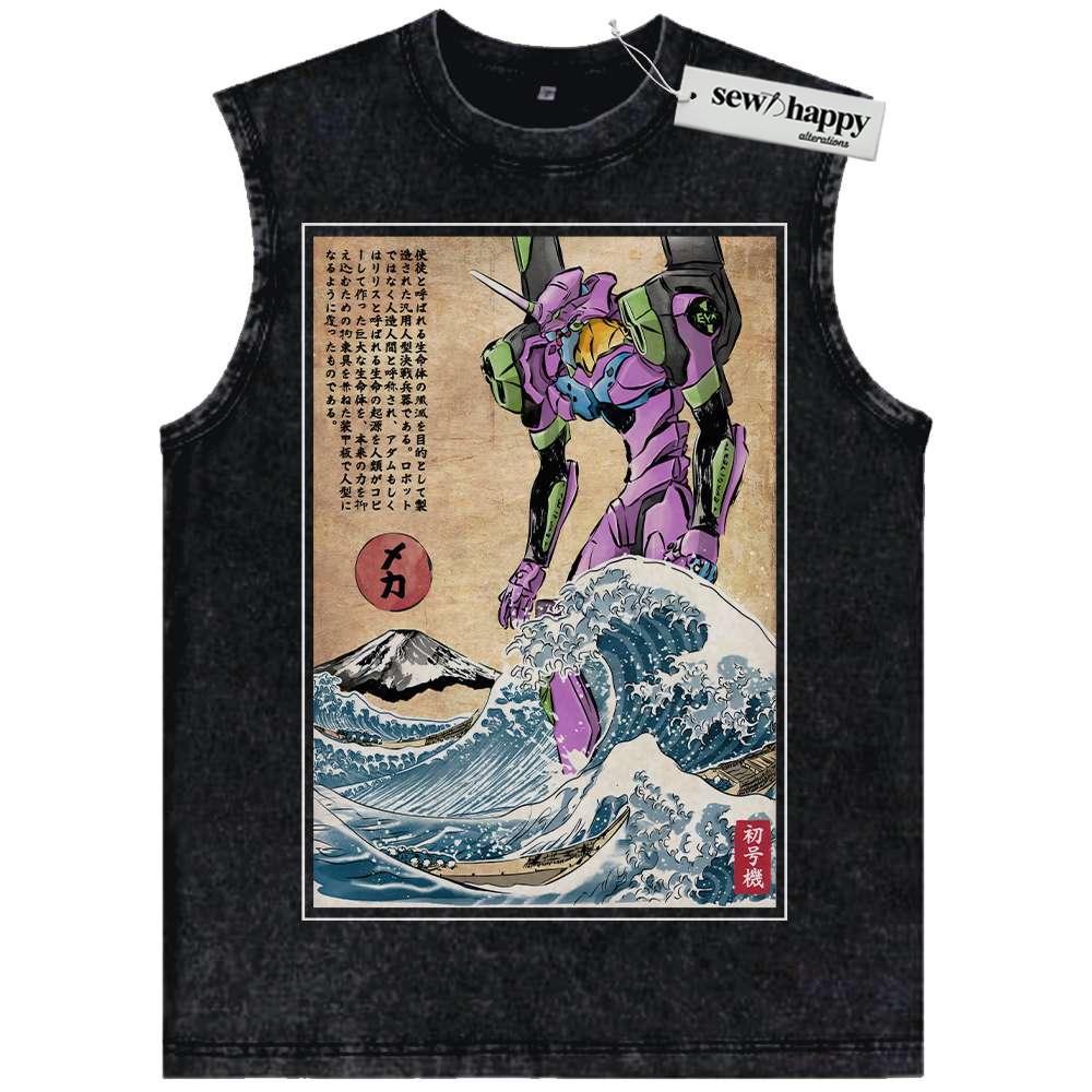 Wash Tank Top EVA-02 Tank Top, Neon Genesis Evangelion Tank Top, Anime Tank Top, Vintage Tank Top