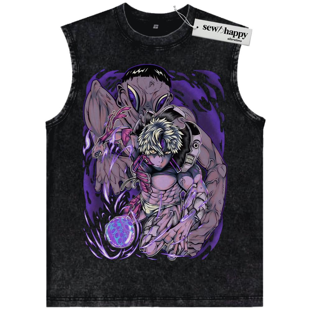 Wash Tank Top Evil Eye Tank Top, Dandadan Tank Top, Anime Tank Top, Vintage Tank Top