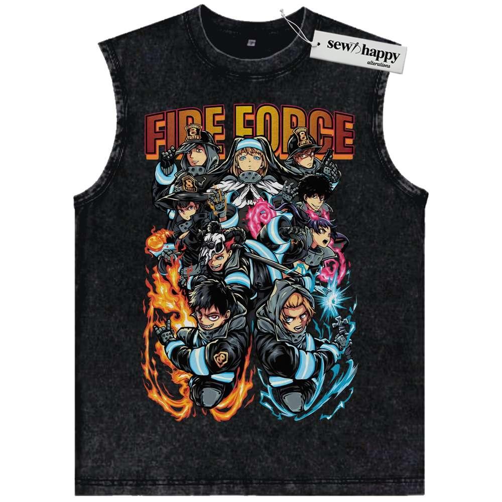 Wash Tank Top Fire Force Tank Top, Anime Tank Top, Vintage Tank Top