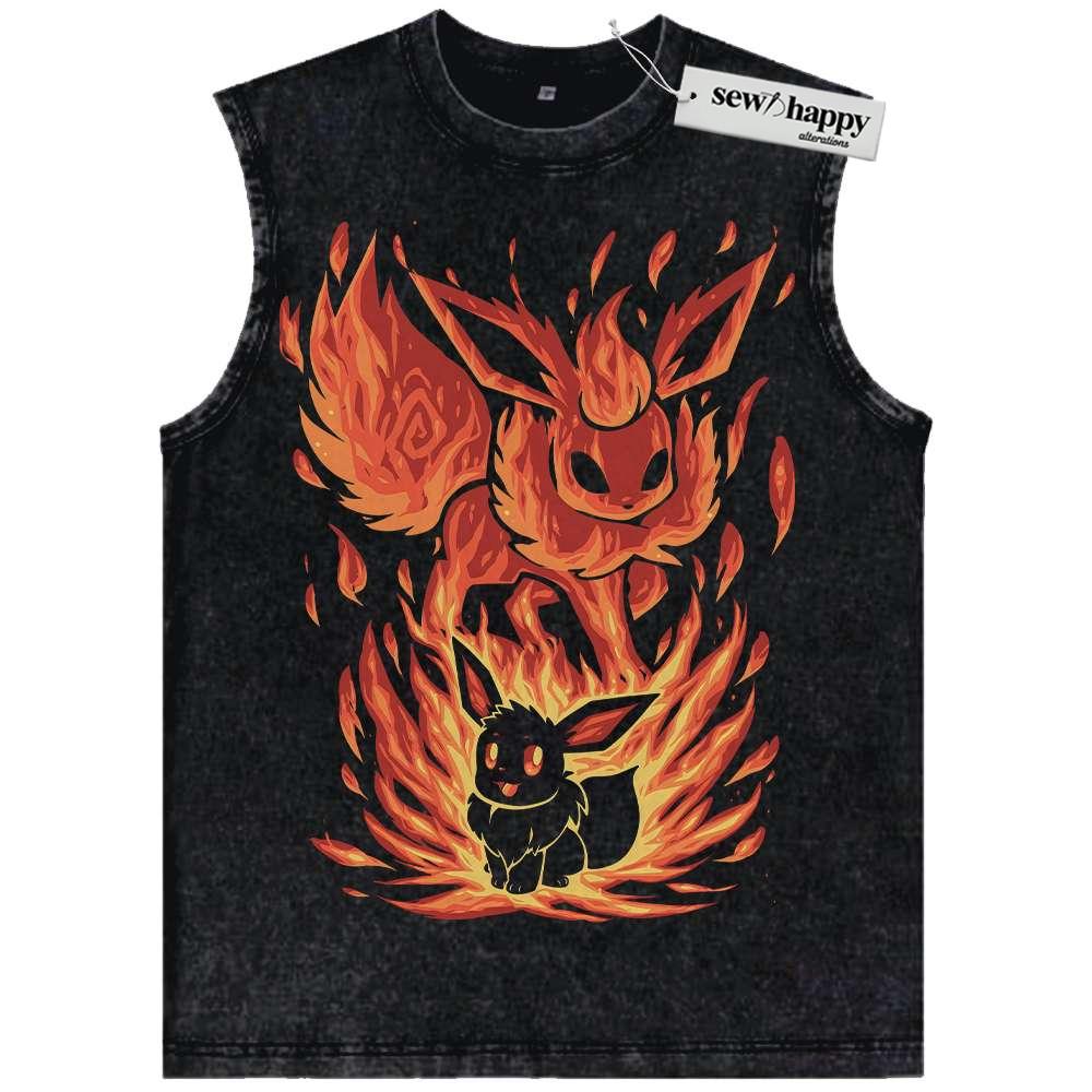 Wash Tank Top Flareon Tank Top, Eevee Tank Top, Pokemon Tank Top, Anime Tank Top, Vintage Tank Top