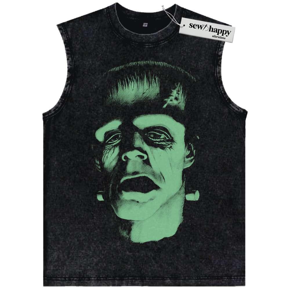 Wash Tank Top Frankenstein Tank Top, Halloween Tank Top, Horror Tank Top, Vintage Tank Top