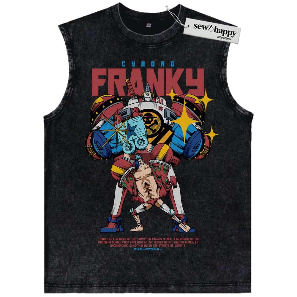 Wash Tank Top Franky Tank Top, One Piece Tank Top, Anime Tank Top, Vintage Tank Top
