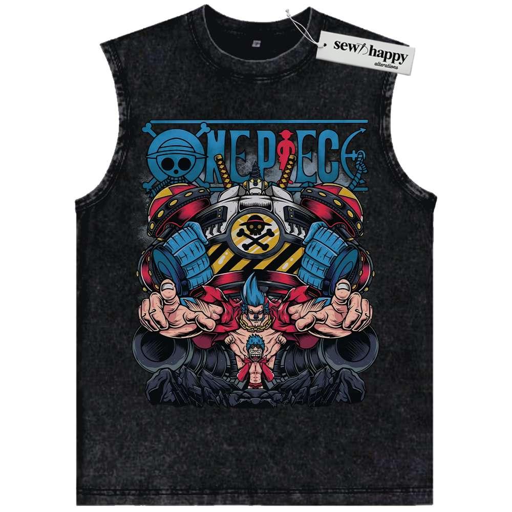 Wash Tank Top Franky Tank Top, One Piece Tank Top, Anime Tank Top, Vintage Tank Top