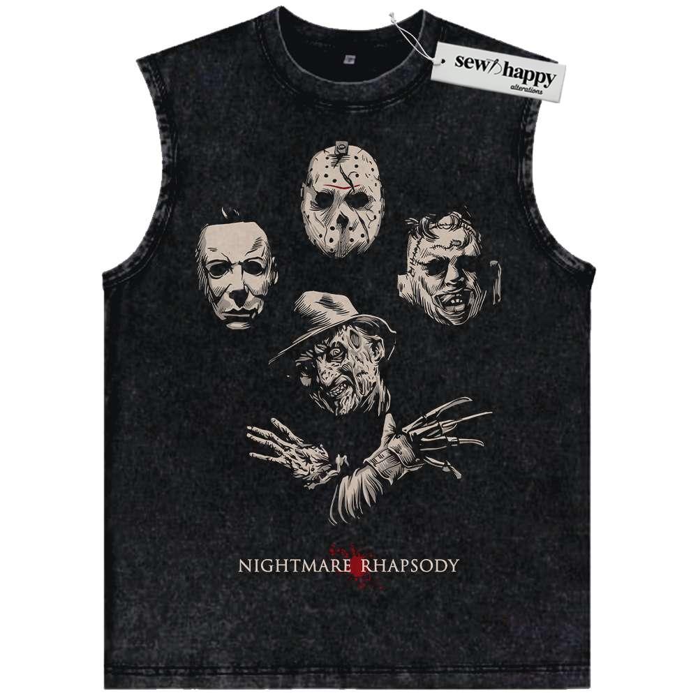 Wash Tank Top Freddy Kruege Tank Top, Jason Voorhees Tank Top, Michael Myers Tank Top, Leatherface Tank Top, Halloween Tank Top, Horror Tank Top, Vintage Tank Top