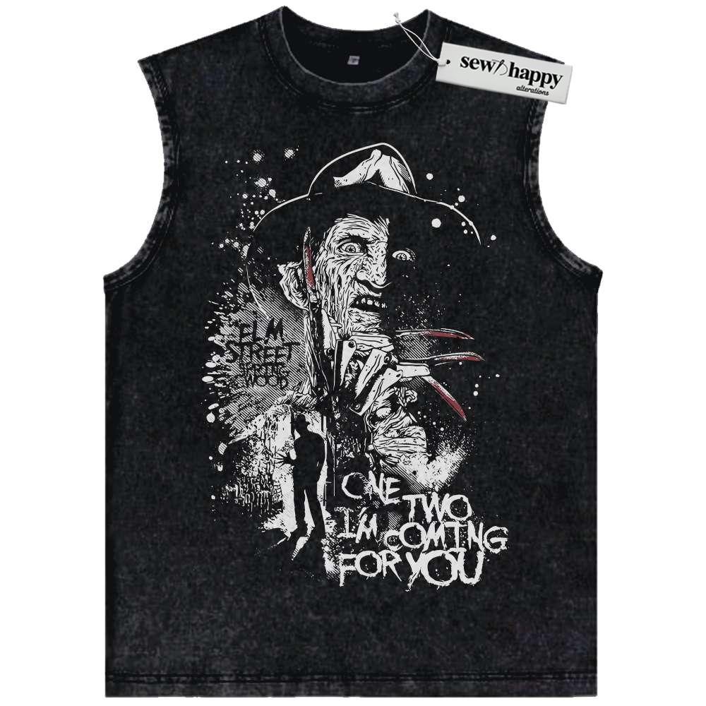 Wash Tank Top Freddy Krueger Tank Top, A Nightmare on Elm Street Tank Top, Halloween Tank Top, Horror Tank Top, Vintage Tank Top