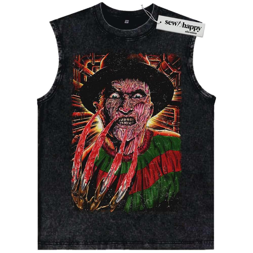 Wash Tank Top Freddy Krueger Tank Top, A Nightmare on Elm Street Tank Top, Horror Movie Tank Top, Vintage Tank Top