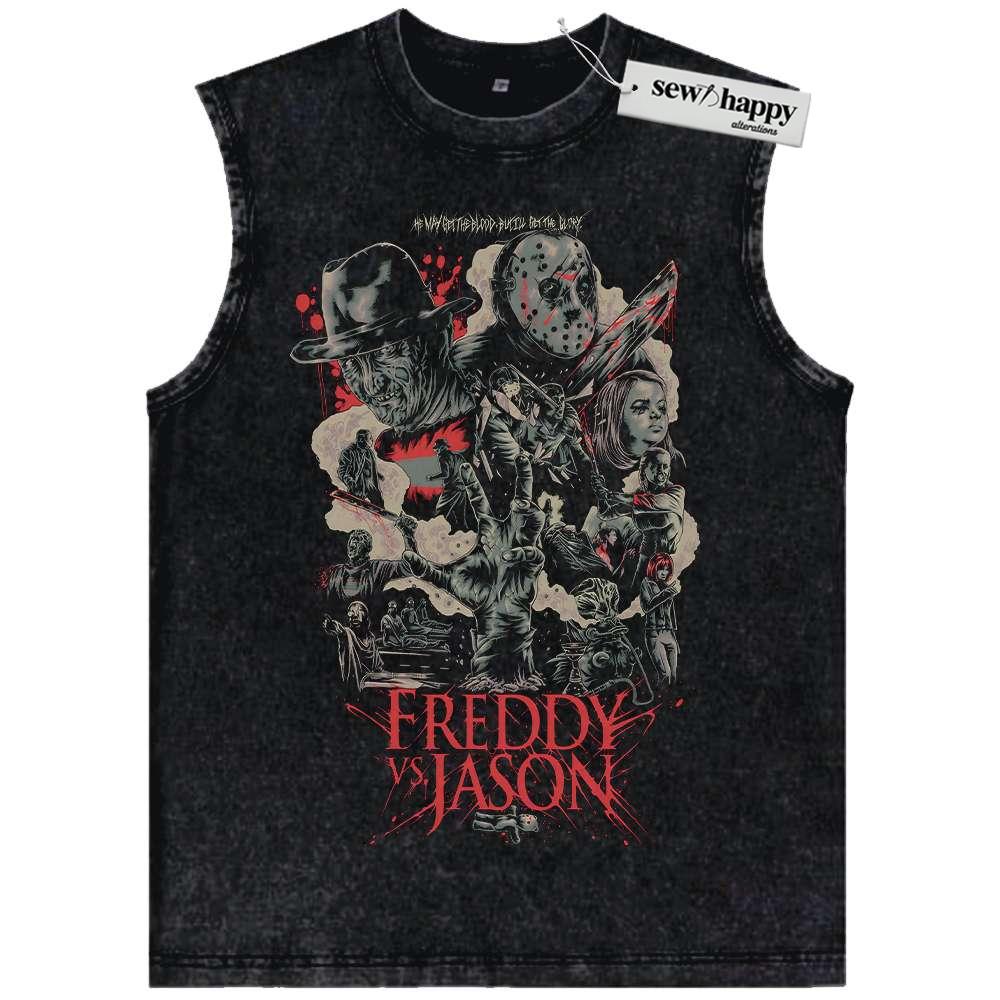 Wash Tank Top Freddy Krueger Tank Top, Jason Voorhees Tank Top, Horror Tank Top, Halloween Tank Top, Vintage Tank Top