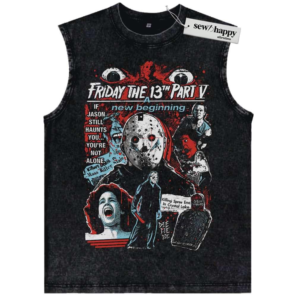 Wash Tank Top Friday the 13th Tank Top, Halloween Tank Top, Horror Tank Top, Vintage Tank Top
