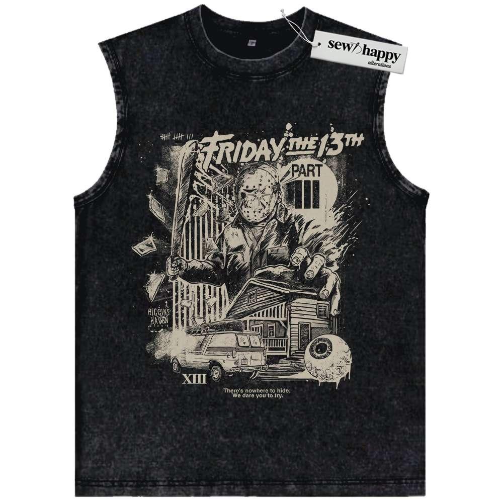 Wash Tank Top Friday the 13th Tank Top, Halloween Tank Top, Horror Tank Top, Vintage Tank Top