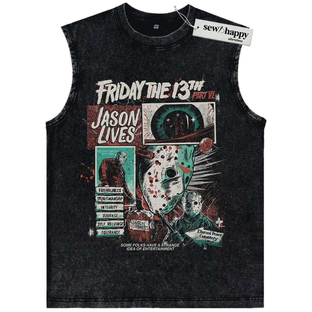 Wash Tank Top Friday the 13th Tank Top, Halloween Tank Top, Horror Tank Top, Vintage Tank Top