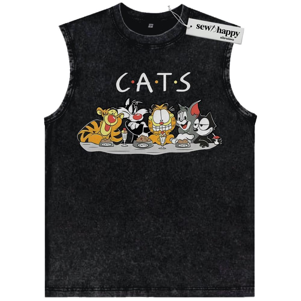 Wash Tank Top Friends TV Show Cat Parody Tank Top, Funny Cartoon Cat Tank Top, Animated Tank Top, Vintage Tank Top