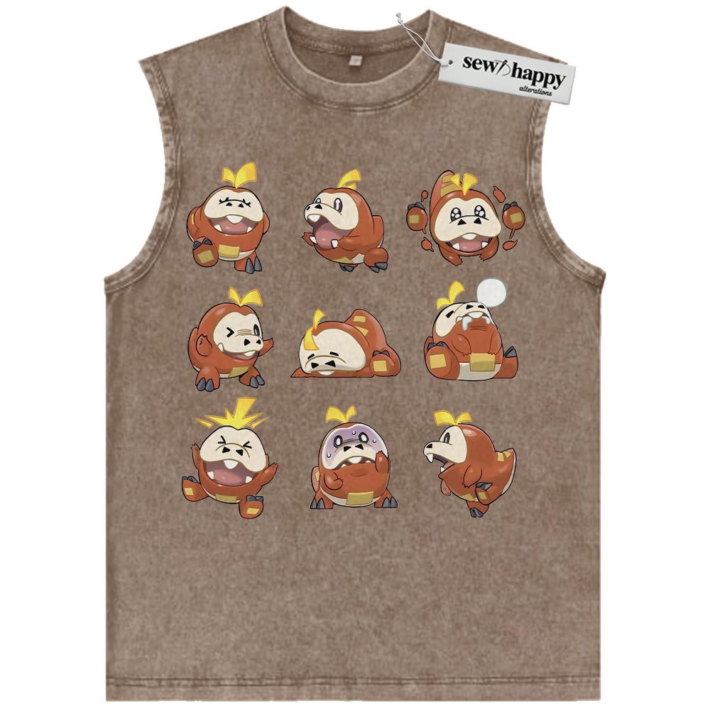 Wash Tank Top Fuecoco Tank Top, Pokemon Tank Top, PKM Tank Top, Anime Tank Top, Vintage Tank Top