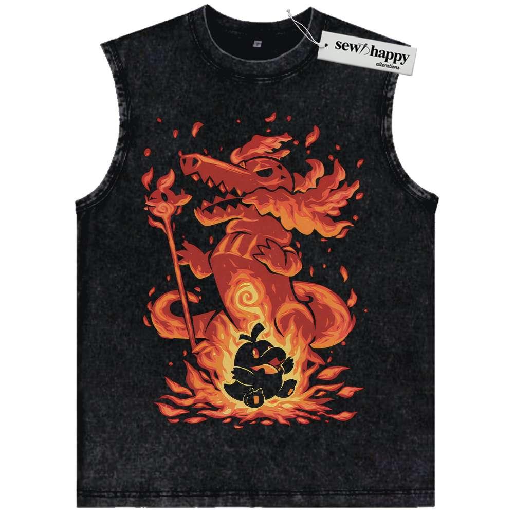 Wash Tank Top Fuecoco vs Skeledirge Tank Top, Pokemon Tank Top, Anime Tank Top, Vintage Tank Top