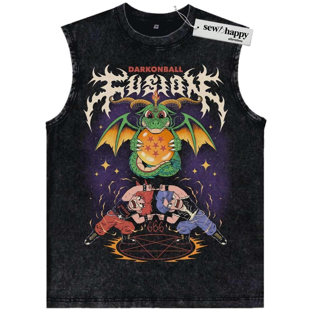 Wash Tank Top Fusion Son Goten vs Trunks Tank Top, Dragon Ball Tank Top, Anime Tank Top, Vintage Tank Top