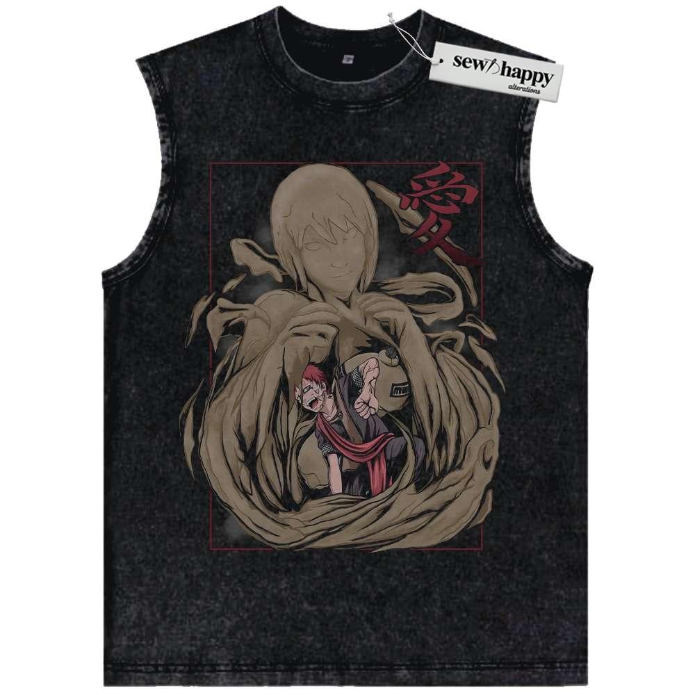 Wash Tank Top Gaara Tank Top, Naruto Tank Top, Anime Tank Top, Vintage Tank Top