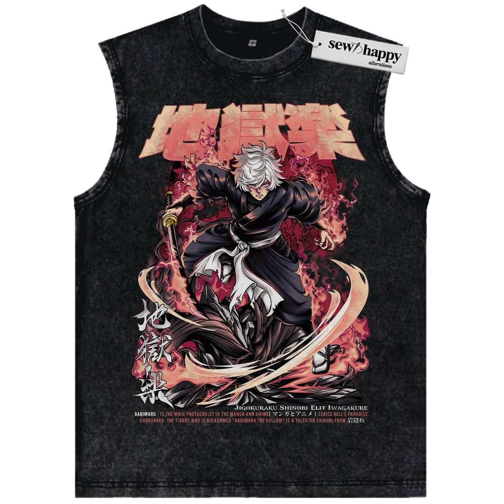 Wash Tank Top Gabimaru Tank Top, Hell’s Paradise Tank Top, Anime Tank Top, Vintage Tank Top