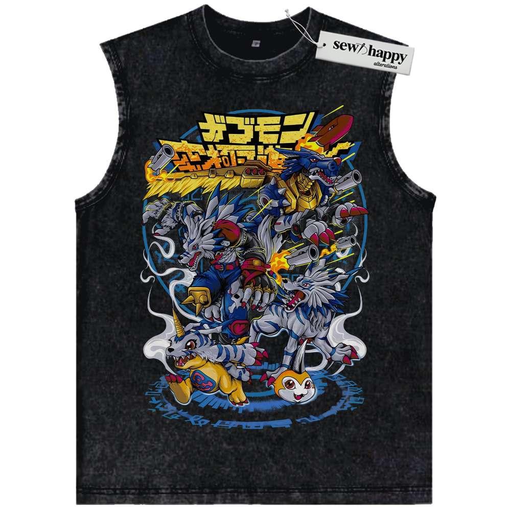 Wash Tank Top Gabumon Evolutions Tank Top, Digimon Tank Top, Anime Tank Top, Vintage Tank Top