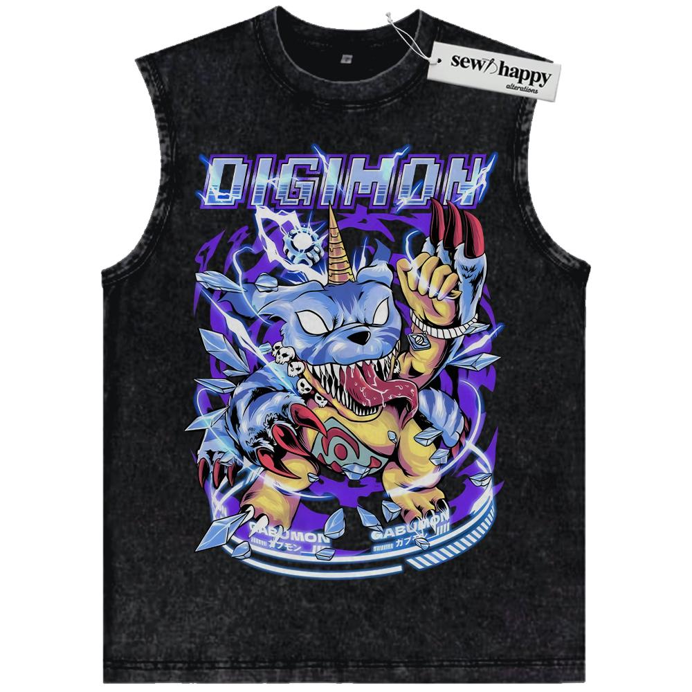 Wash Tank Top Gabumon Shirt, Digimon Shirt, Anime Shirt, Vintage T-Shirt