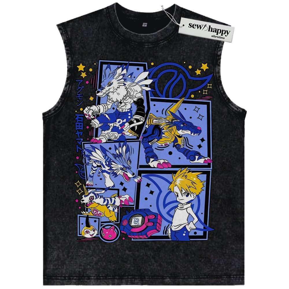 Wash Tank Top Gabumon Tank Top, Garurumon Tank Top, WereGarurumon Tank Top, MetalGarurumon Tank Top, Digimon Adventure Tank Top, Anime Tank Top, Vintage Tank Top