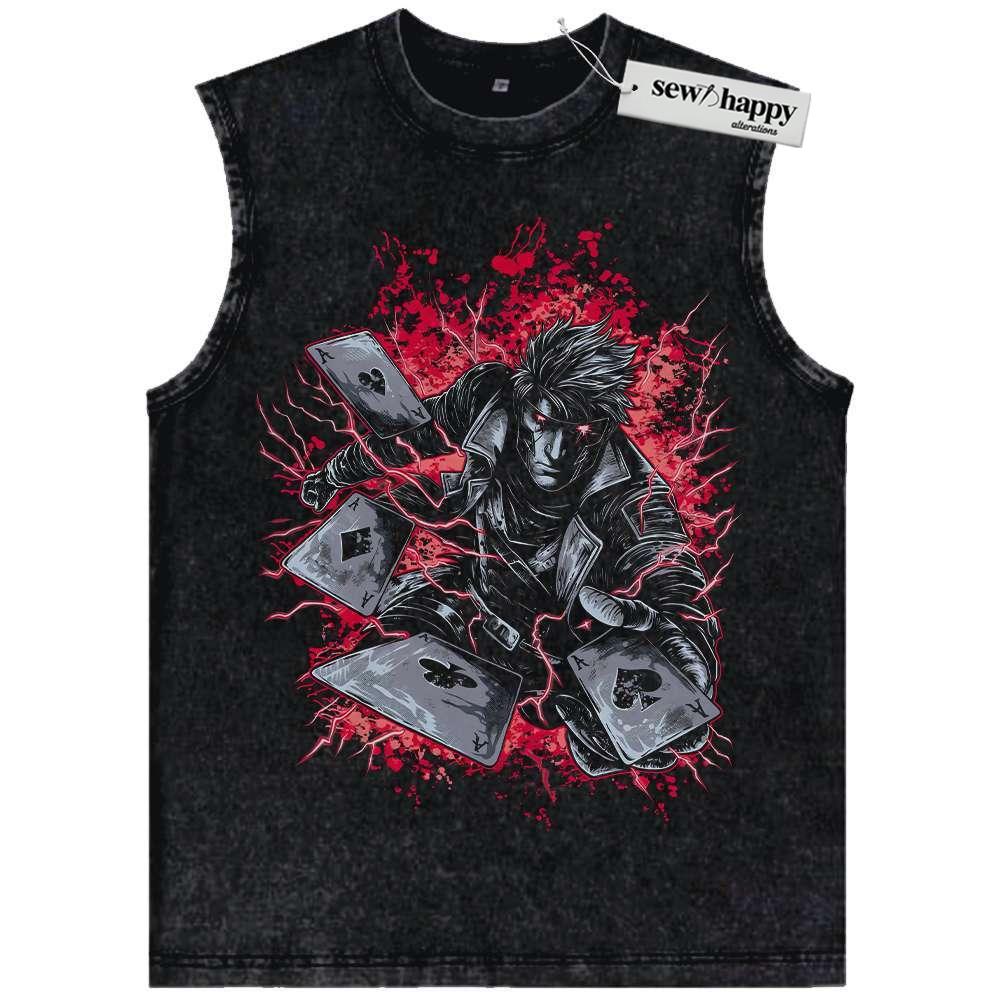 Wash Tank Top Gambit Tank Top, X-Men Tank Top, Marvel Comics Tank Top, Vintage Tank Top