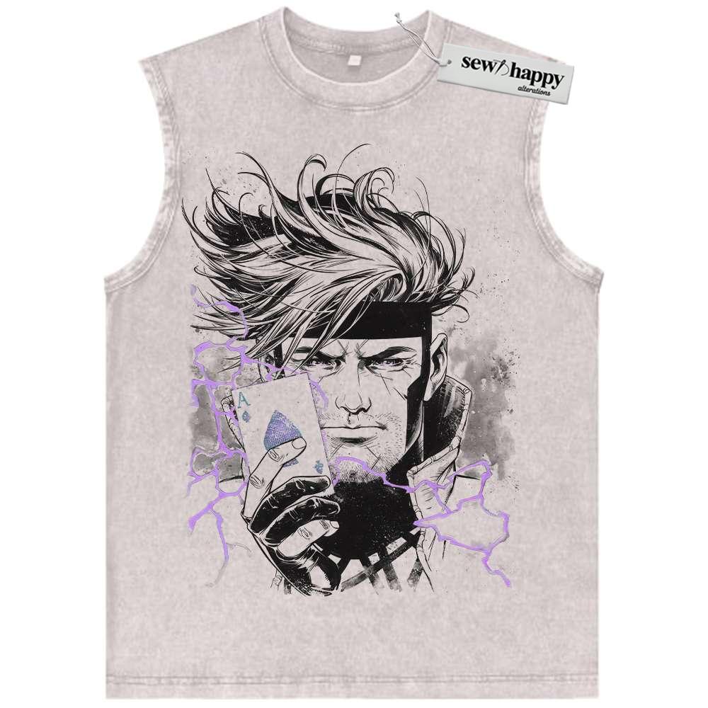 Wash Tank Top Gambit Tank Top, X-Men Tank Top, Marvel Comics Tank Top, Vintage Tank Top