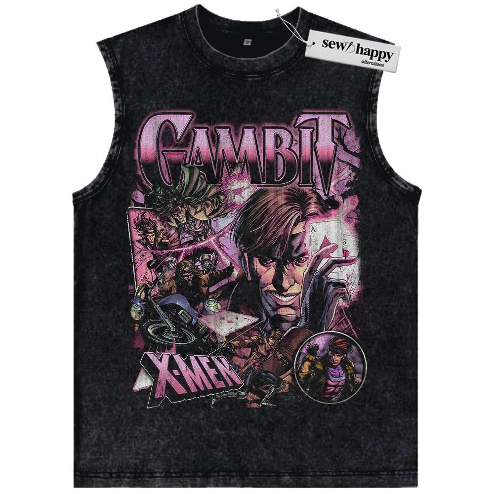 Wash Tank Top Gambit Tank Top, X-Men Tank Top, Marvel Comics Tank Top, Vintage Tank Top