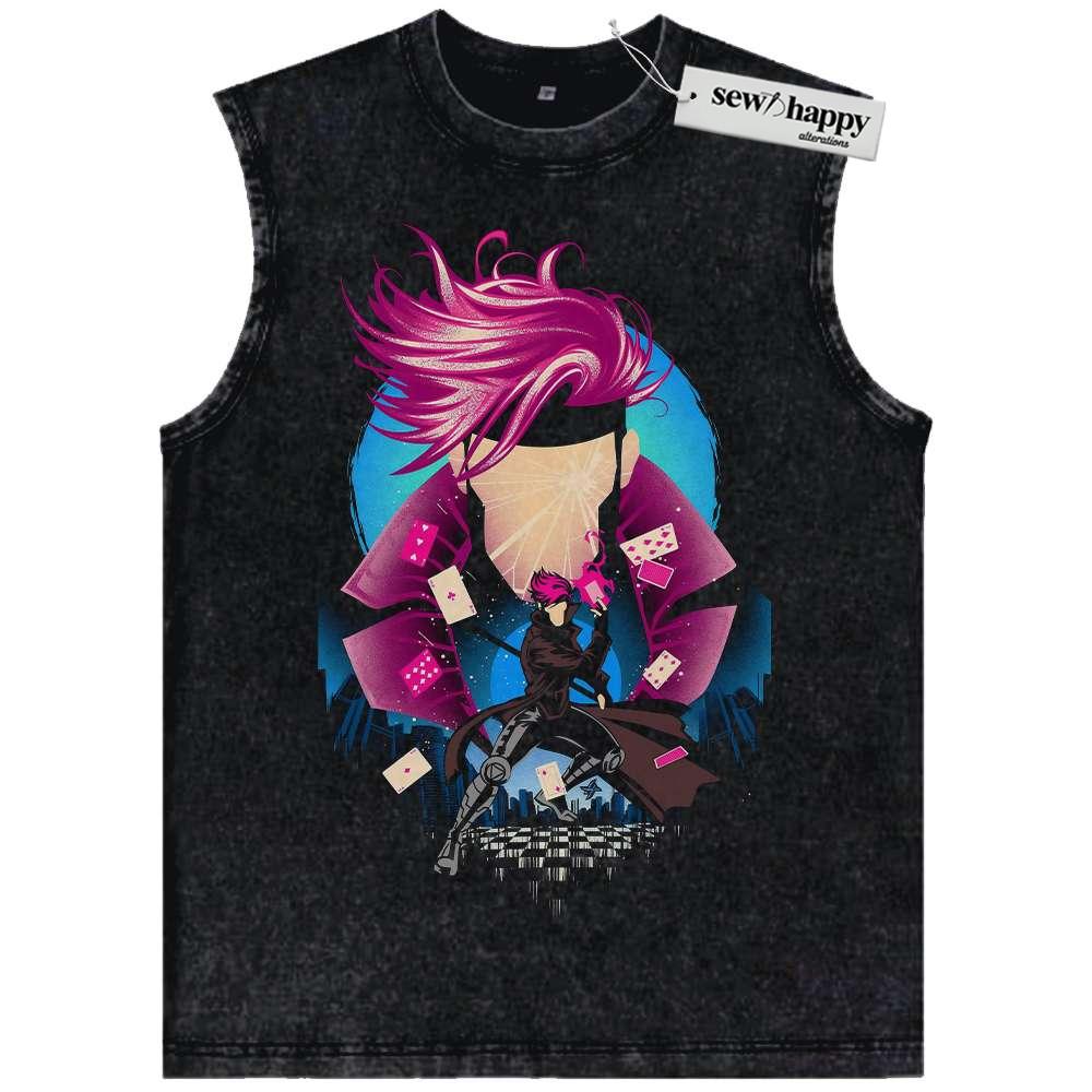 Wash Tank Top Gambit Tank Top, X-Men Tank Top, Marvel Comics Tank Top, Vintage Tank Top